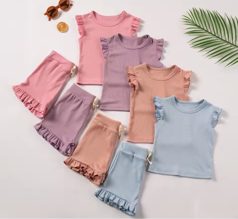 Neutral Luxury Ribbed Clothing Sets