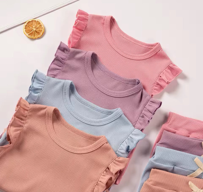 Neutral Luxury Ribbed Clothing Sets
