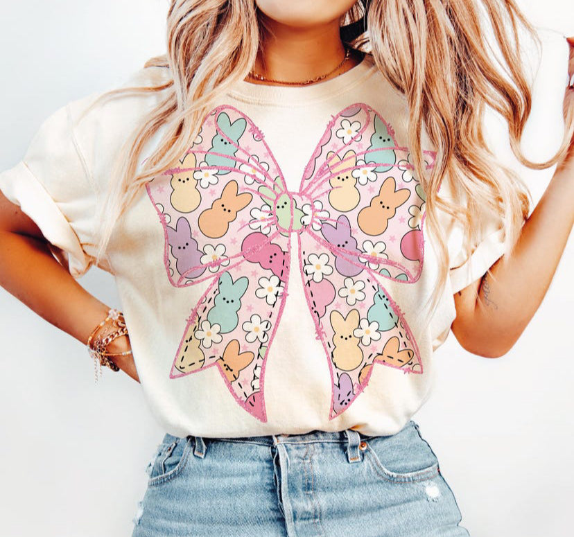 Peep Easter Bow Tee
