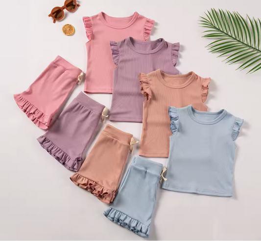 Neutral Luxury Ribbed Clothing Sets
