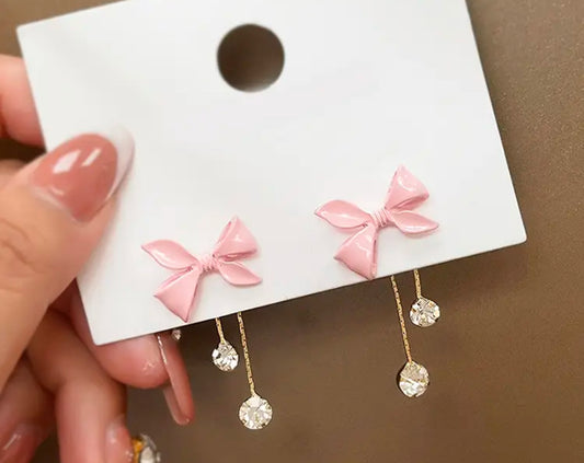 Drop Stud Bow Earrings